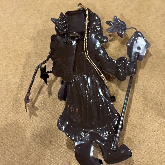 Santa Claus Christmas Tree Ornament Metal Tin Pieced Classic Old Fashioned - Picture 4 of 9